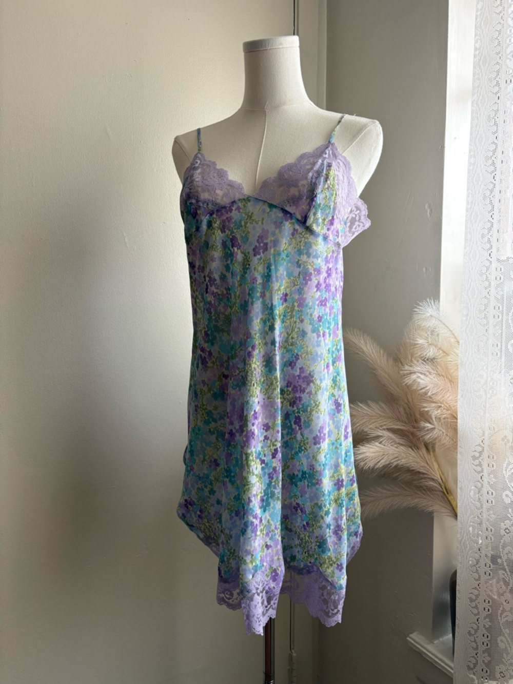 victoria's secret y2k floral lilac slip lace dress camisole